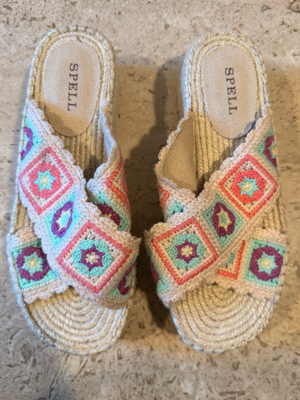 SPELL Sun Chaser Crochet Espadrille in Cosmic Daisy